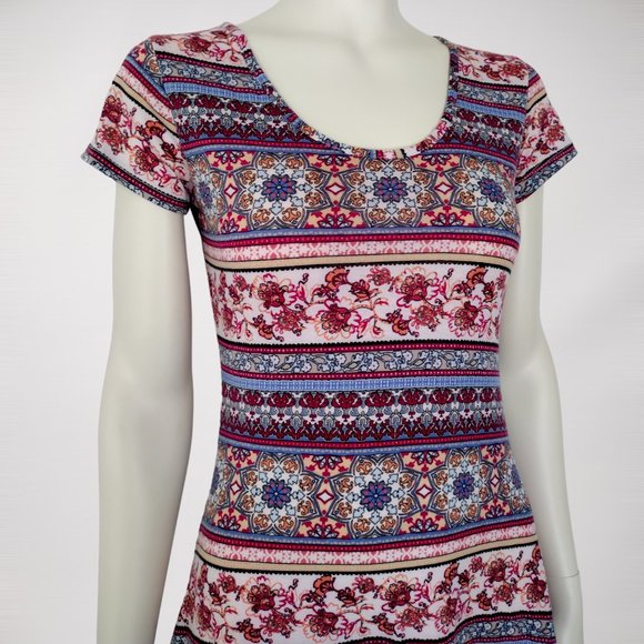 Jonathan Martin Striped Mixed Print Pullover Stretch Knit Tunic - Picture 7 of 11